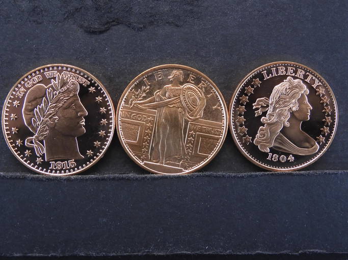 4 Different One Ounce .999 Fine Copper Bullion Rounds Mar 23, 2021