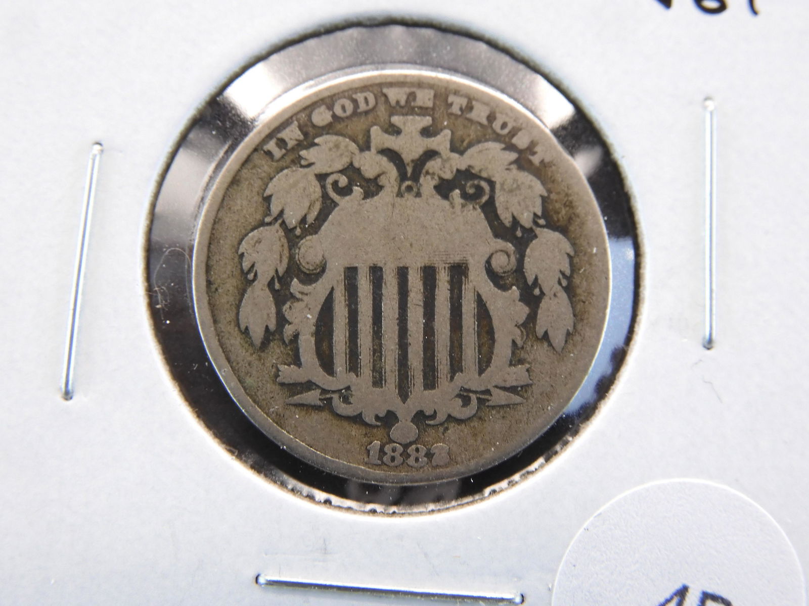 1882 Shield 5c.  VG+. (1 of 3)
