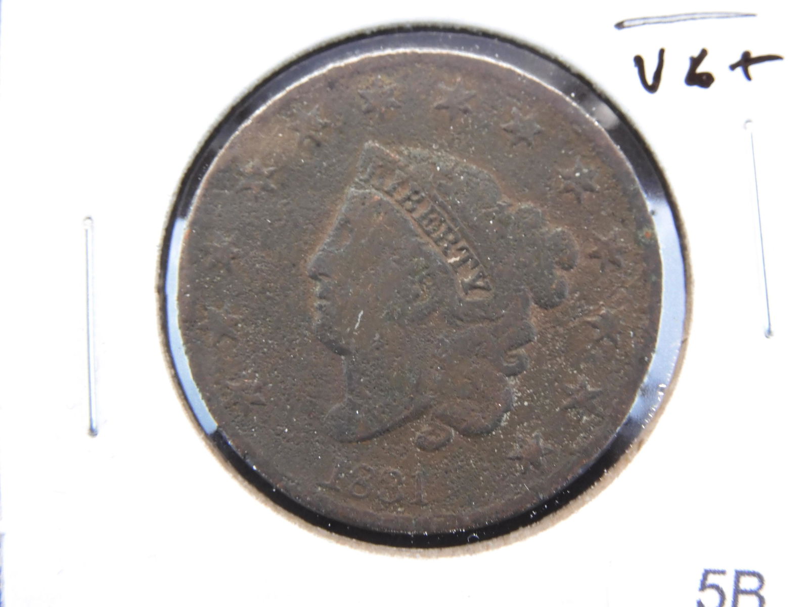 1831 Large Cent.  VG+. (1 of 3)