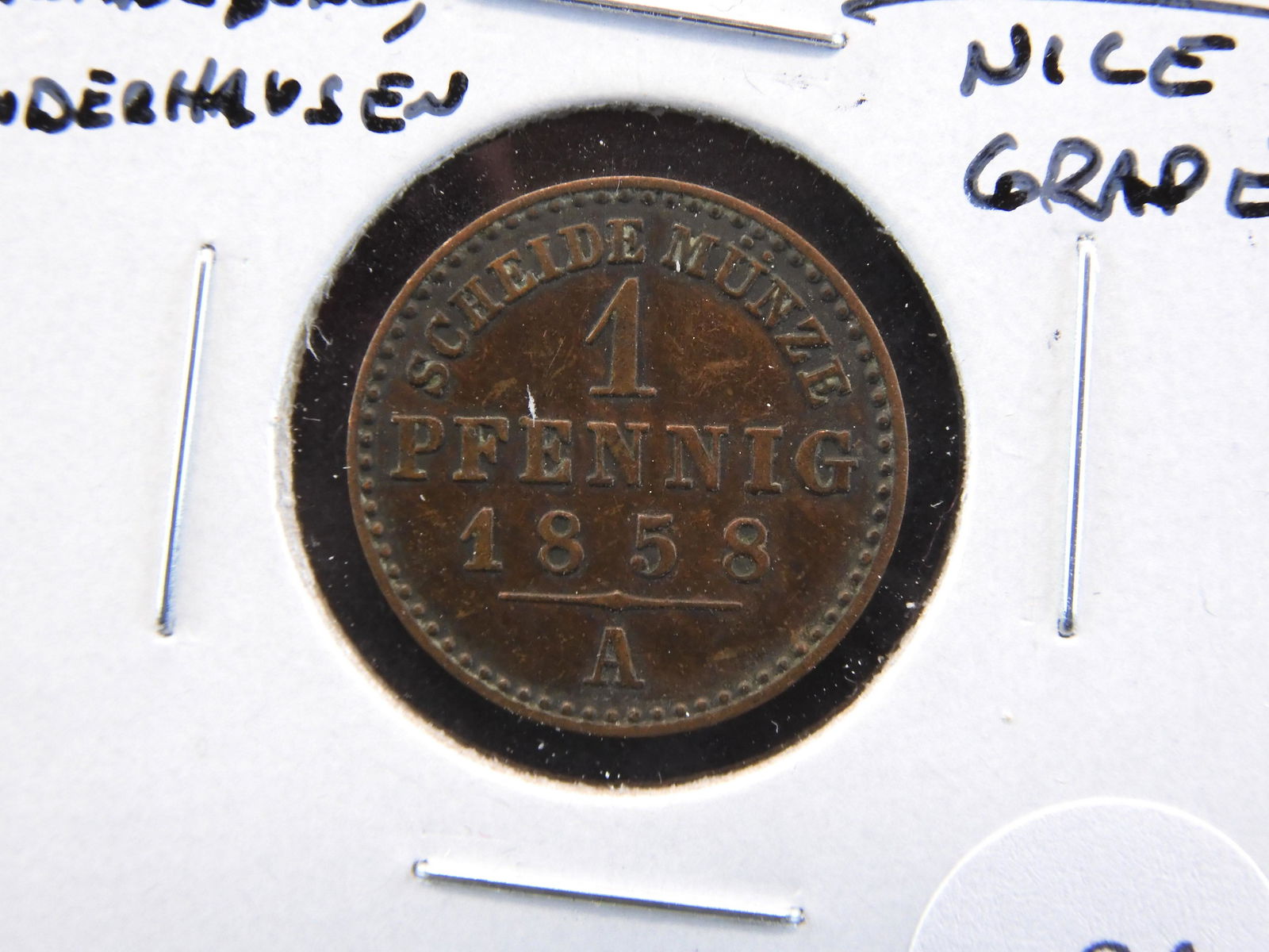 1858-A Germany-Schwarzburg, Sonderhausen 1 Pfennig. (1 of 3)