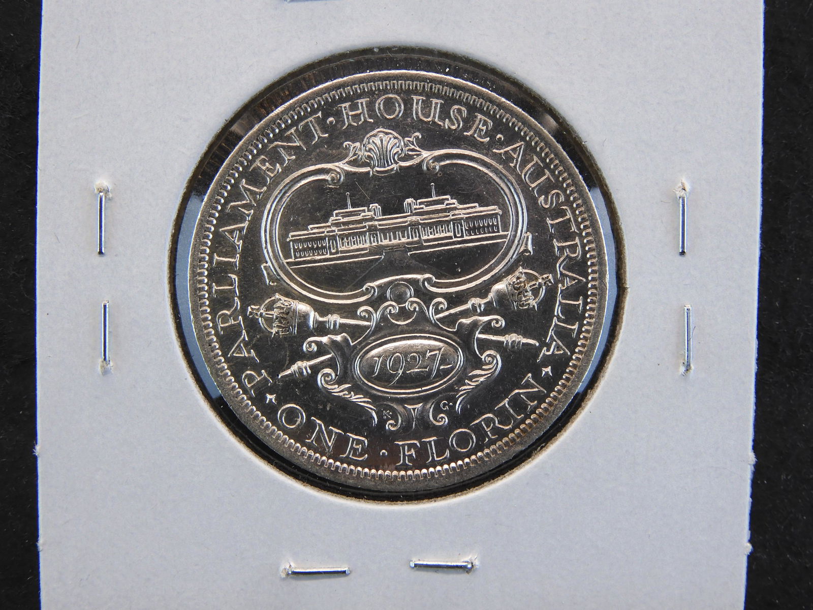 1927 Australia Silver Florin.  AU+. (1 of 3)