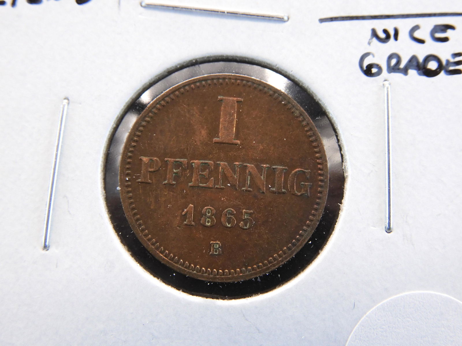 1865 Germany-Altenburg 1 Pfennig.  Nice Grade. (1 of 3)
