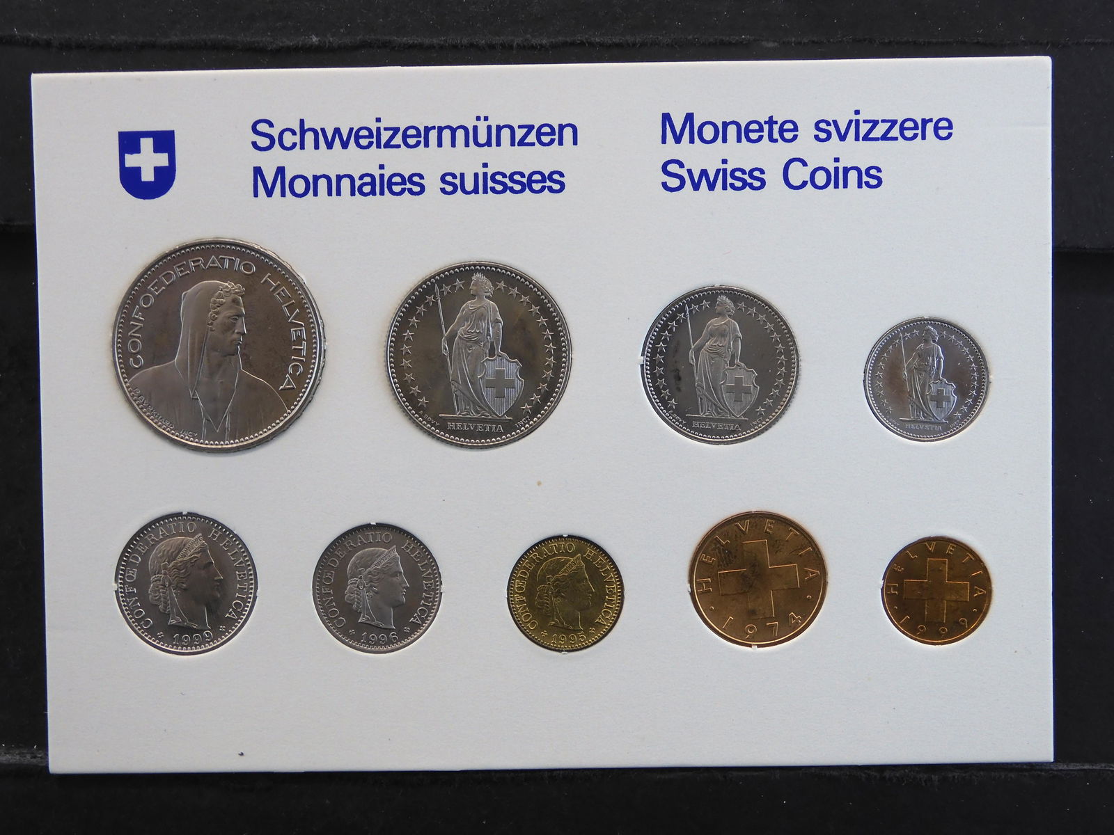 Switzerland 9 Coin Type Set.  Uncirculated. (1 of 2)