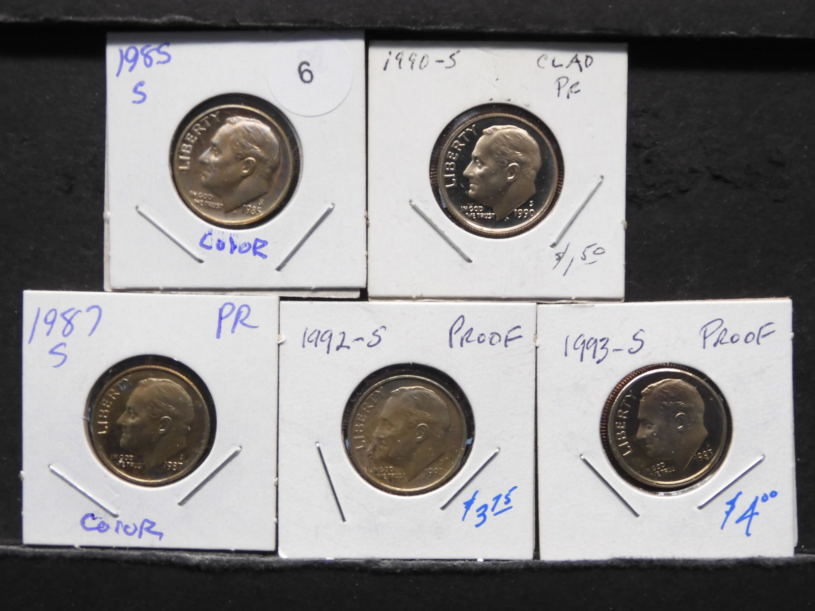 (5) GEM Proof Roosevelt Dimes:  1985-S, 87-S, 90-S, (1 of 5)