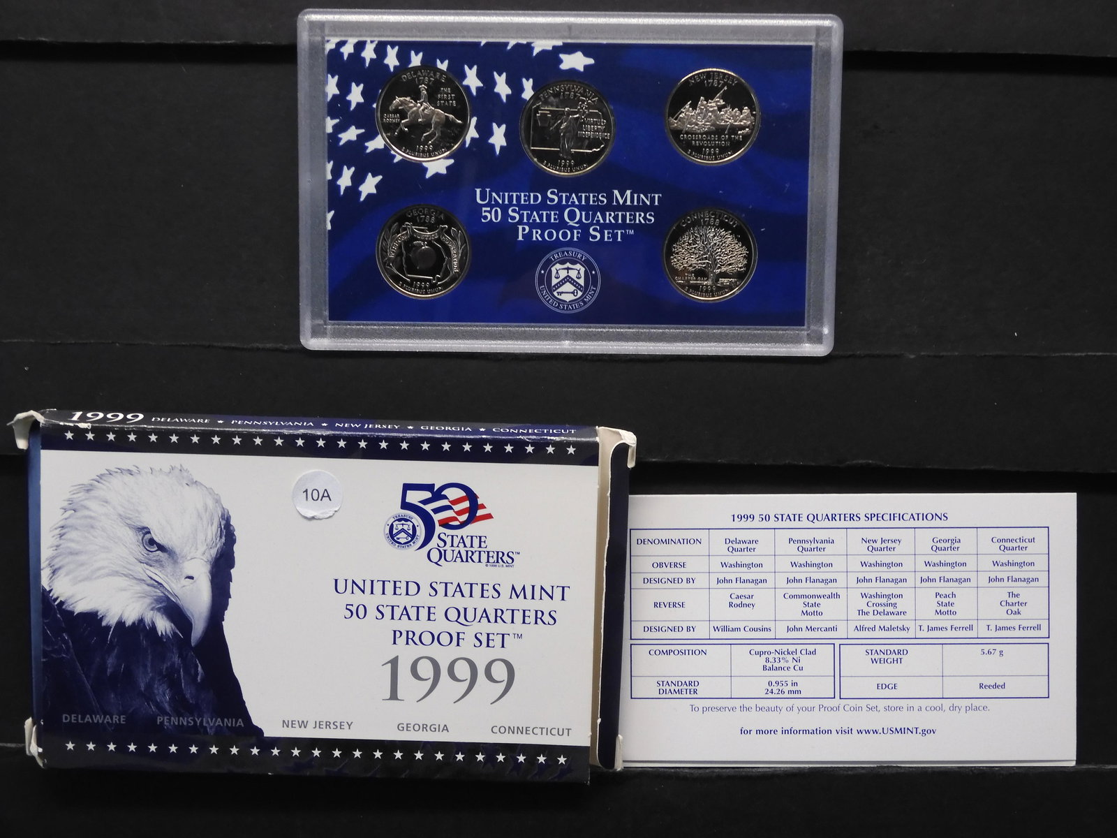 1999-S 50 States Quarter Proof Set in original box with (1 of 5)