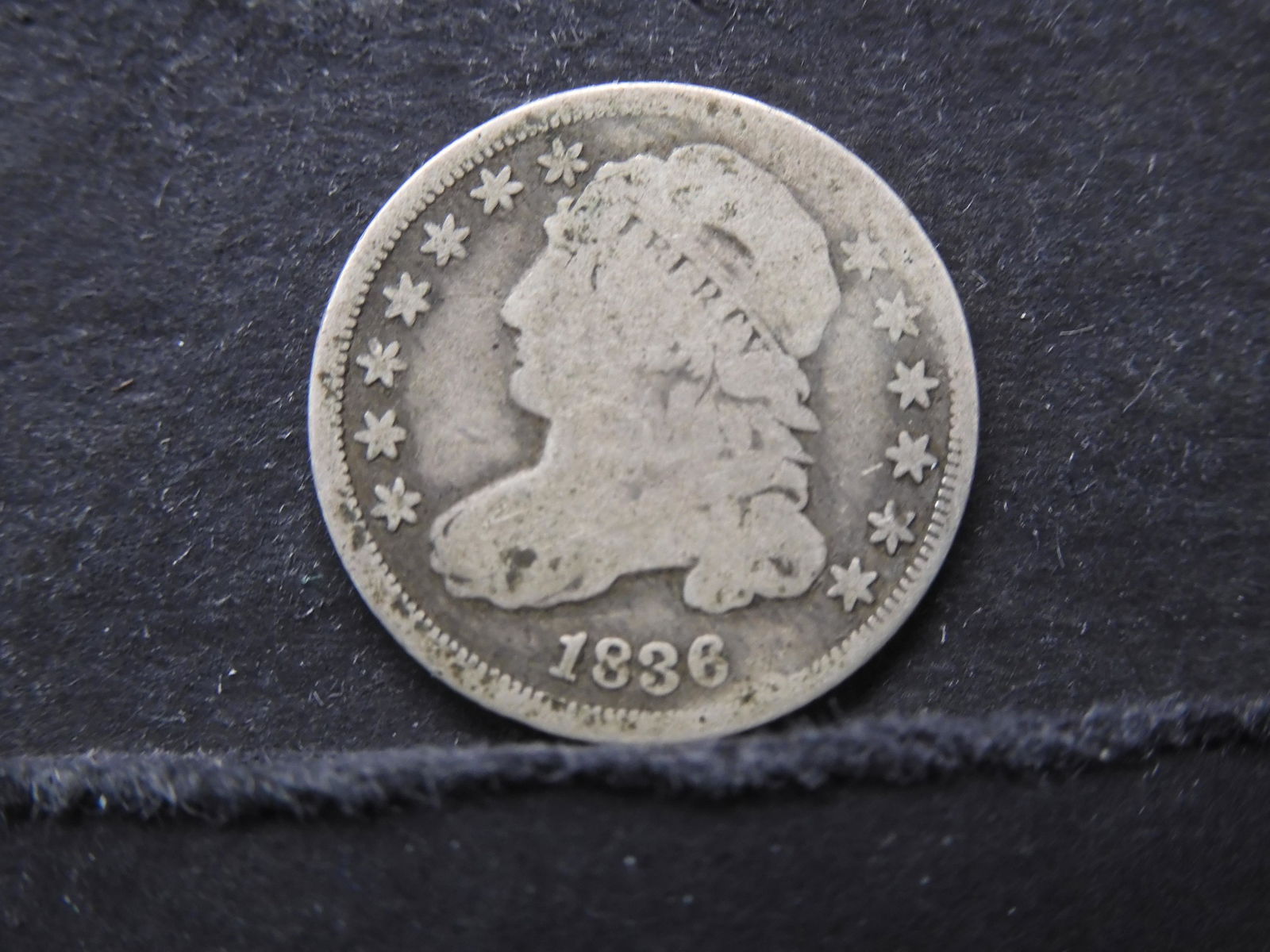 1836 Bust Dime.  Nice original coin.  VG (1 of 3)