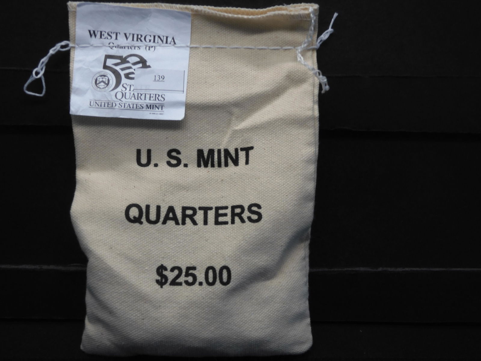 Rare Mint Sewn Bag of West Virginia "P" Mint Quarters (1 of 5)