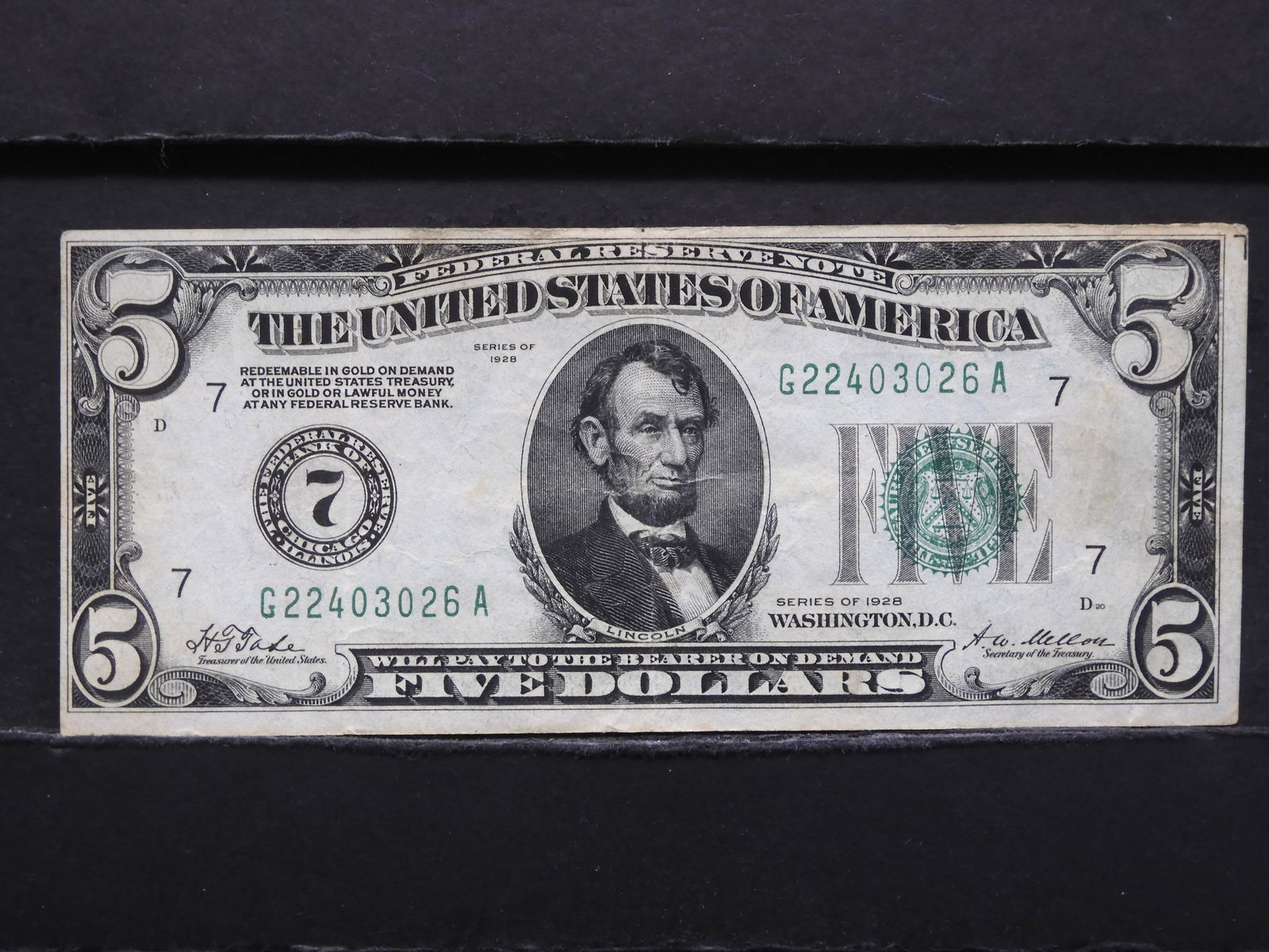 1928 Series $5.00 Green Back First Green Seal! (1 of 3)