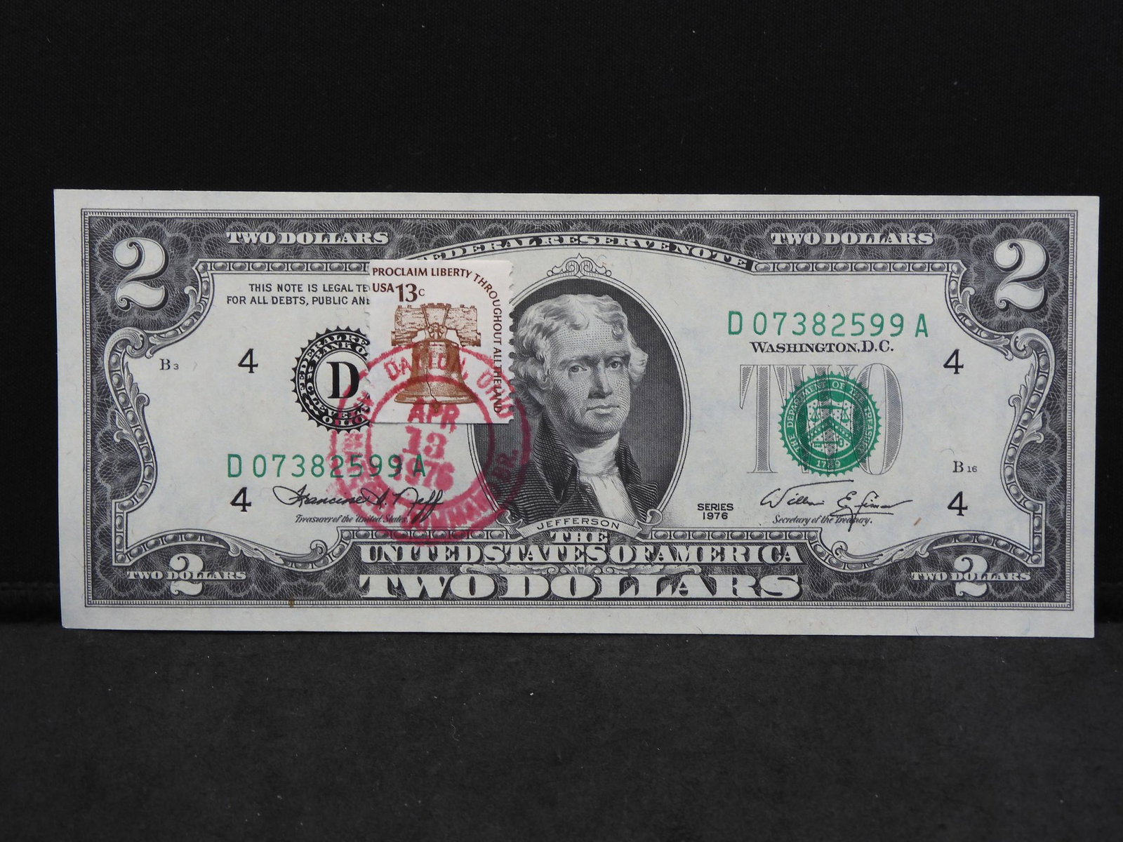 1976 $2 Bicentennial Federal Reserve Note, First Day Of (1 of 4)