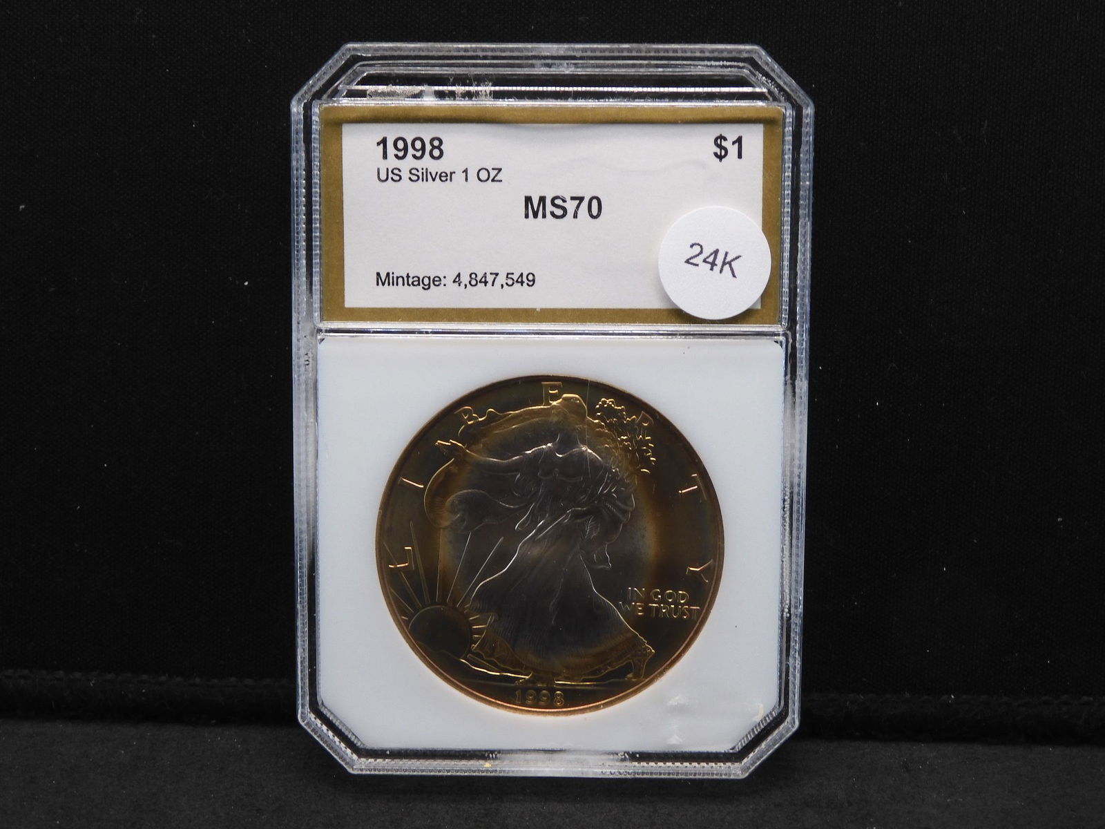 1998 Gem Uncirculated Silver American Eagle Graded MS70 (1 of 4)