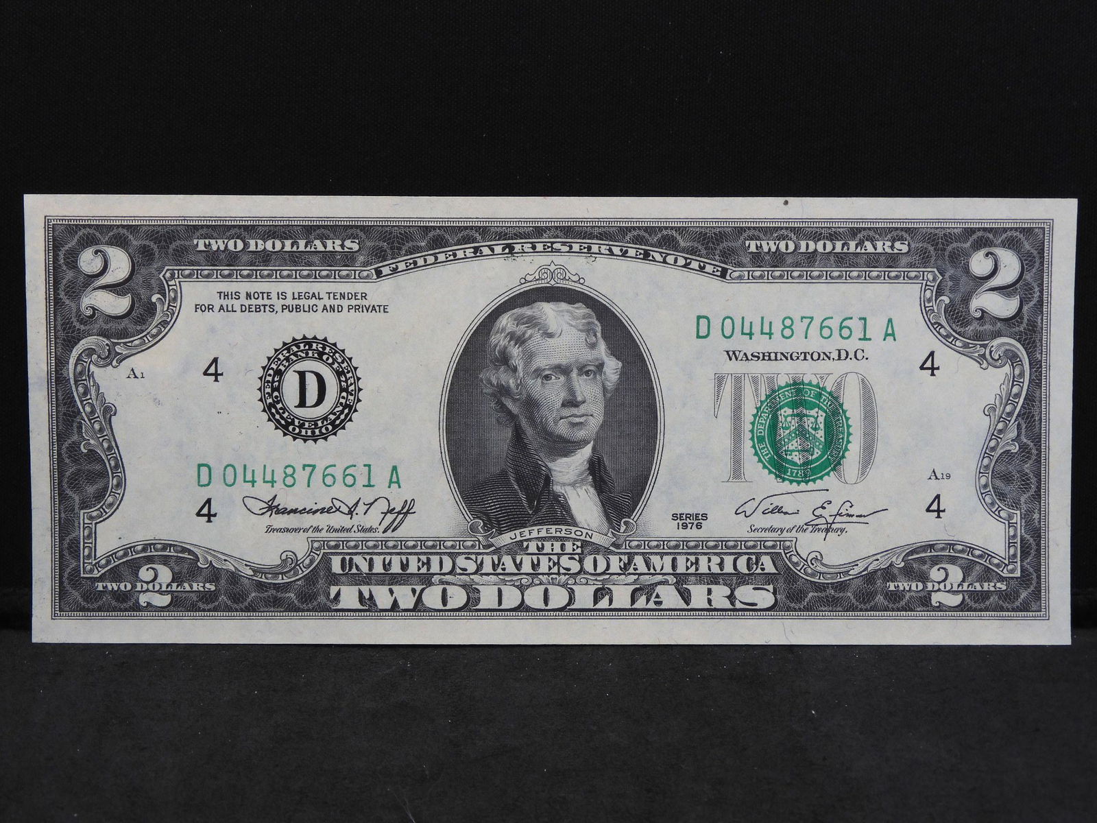 1976 First Day of Issue Two Dollar Bill, From: 1976 First Day of Issue Two Dollar Bill, From Bridgeport, OH