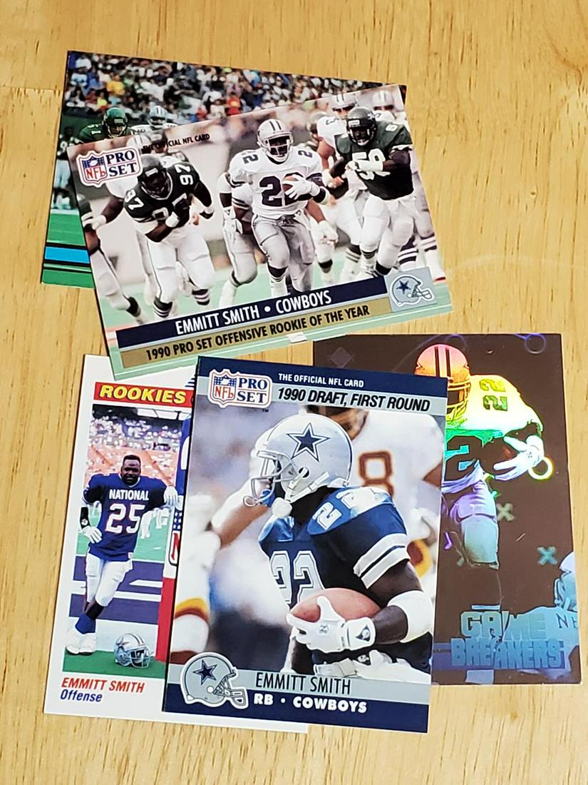 Emmitt Smith Five Card Lot w/ 2 Rookies (1 of 4)