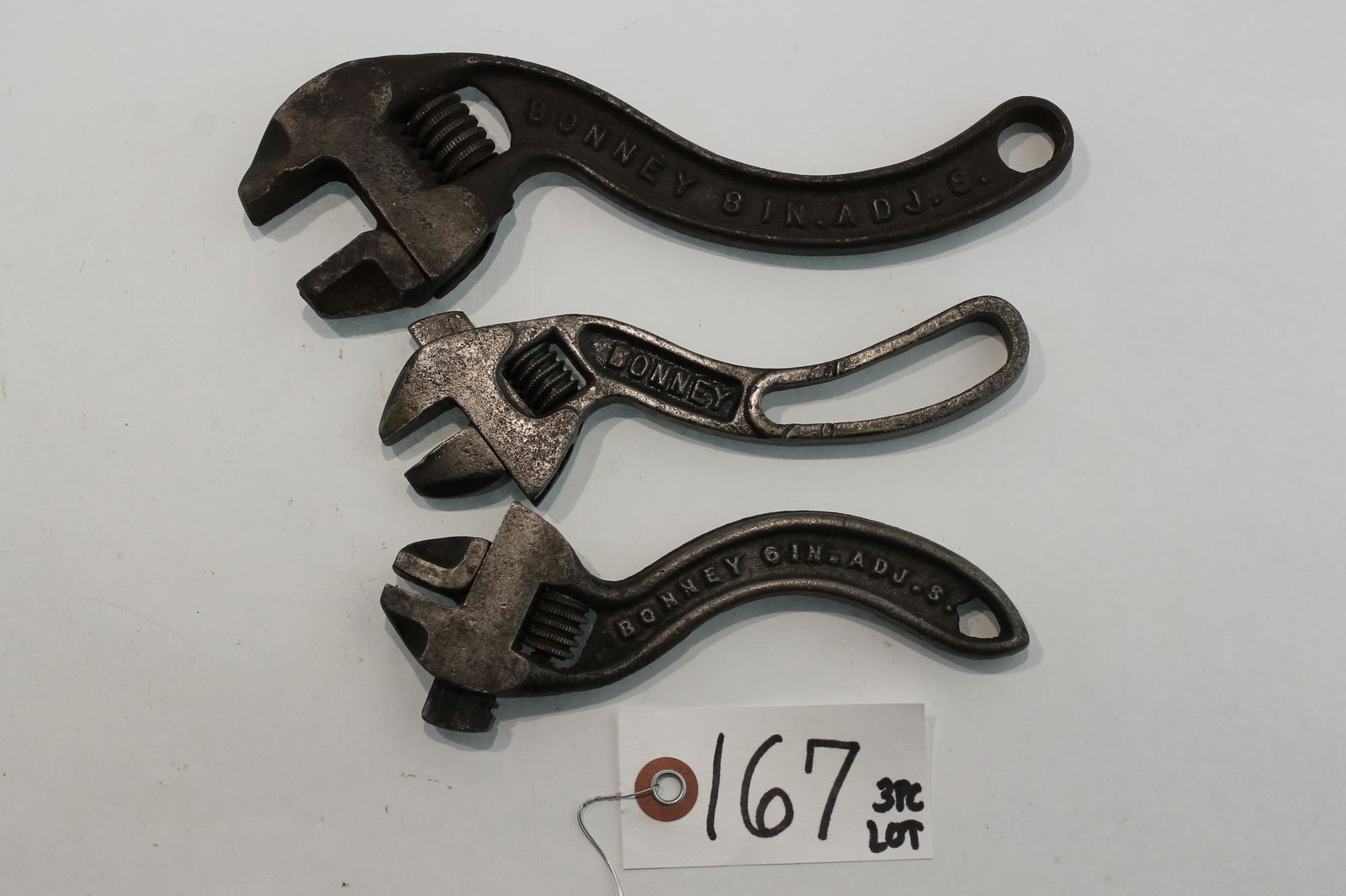 3pc Lot: Bonney Screw Adj,. Nut Wr. with curved handle, (1 of 4)