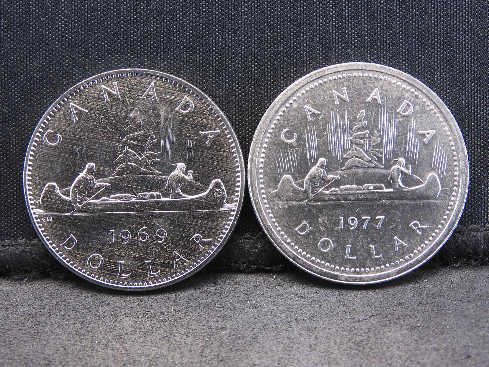 1969 & 1977 Canada Dollar Coins.  UNC (1 of 2)