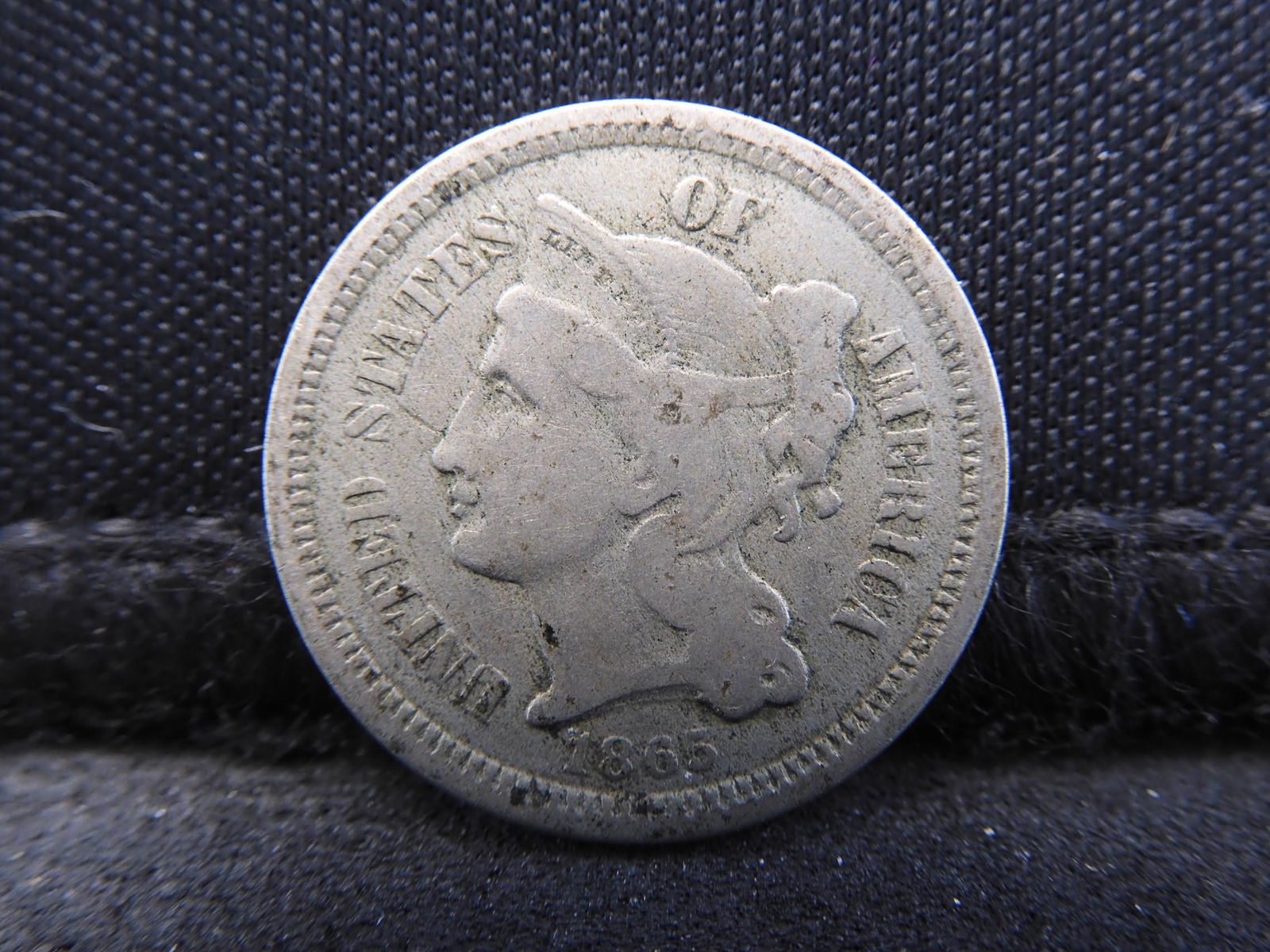 1865 Three-Cent Nickel.  Nice Circ Coin (1 of 2)