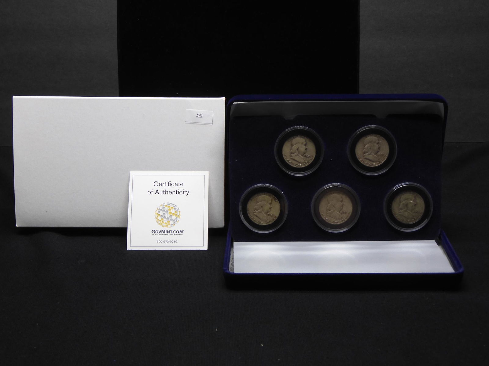 Five-Coin Franklin Half-Dollar Set.  Includes Nice (1 of 8)