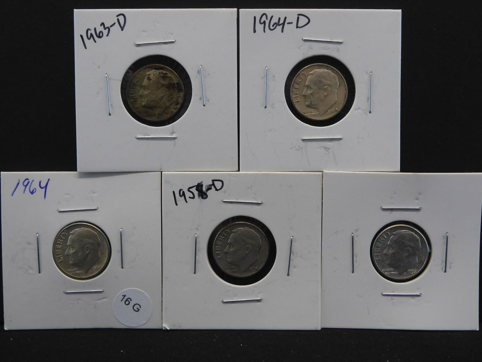 Five Silver Roosevelt Dimes (1 of 4)