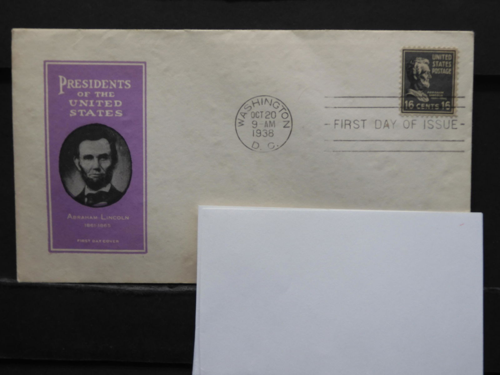 Rare Abraham Lincoln 1861-1865 Oct. 20,1938 16 Cent 1st (1 of 2)