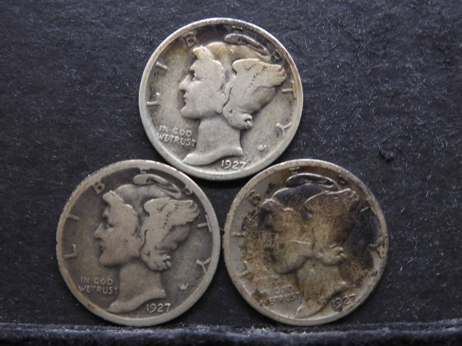 1927 PDS Mercury Dime Set (3 Coin Lot) (1 of 2)