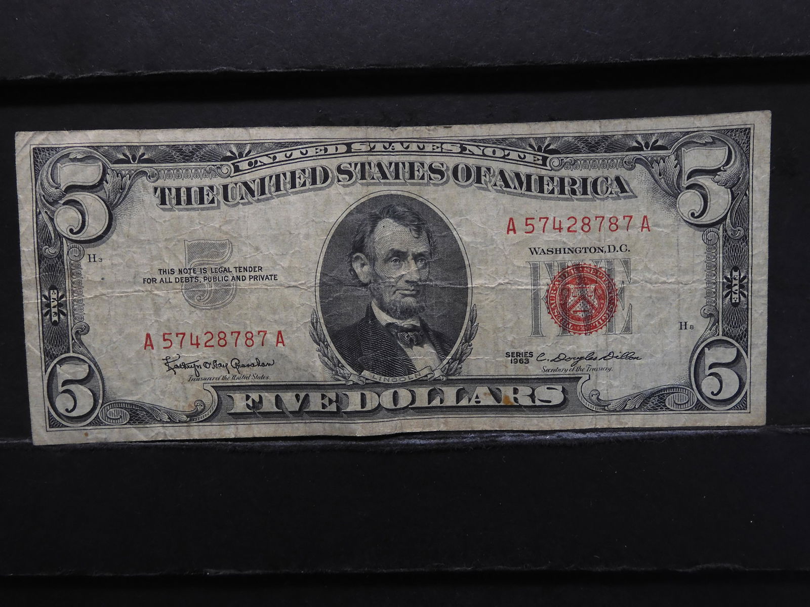1963 Five Dollar Red Seal US Note (1 of 3)