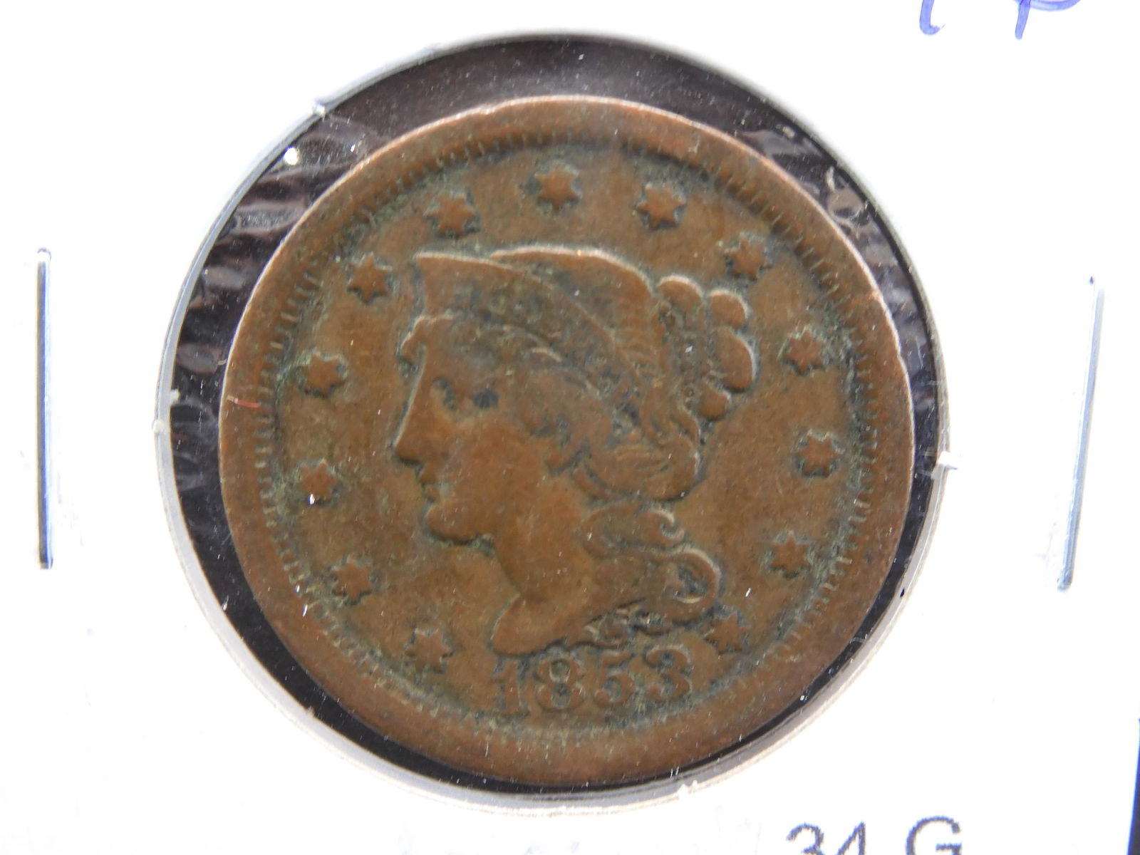 1853 Coronet Head US Large Cent (1 of 2)
