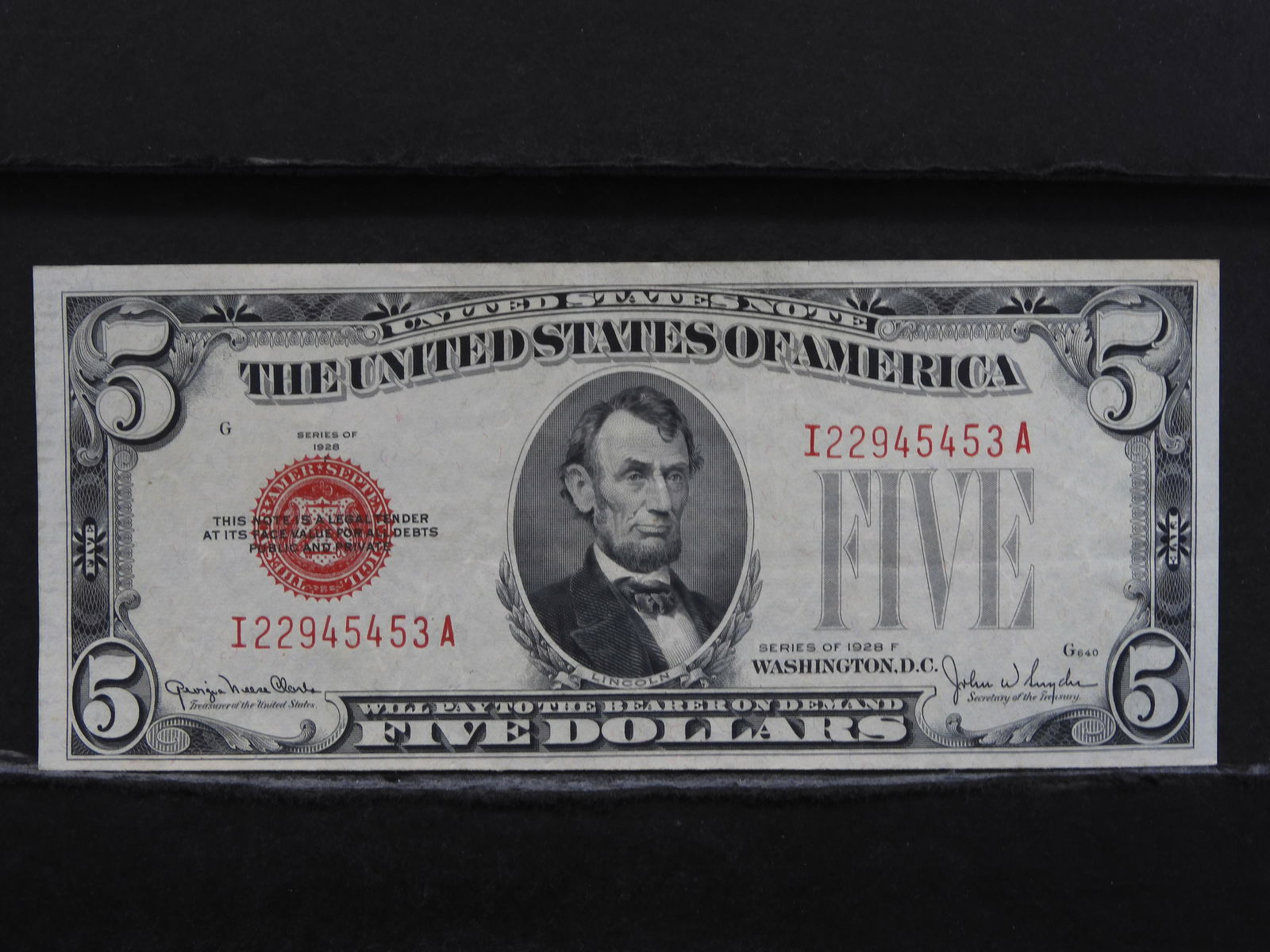 1928-F $5 Red Seal Note - Crisp Uncirculated (1 of 3)