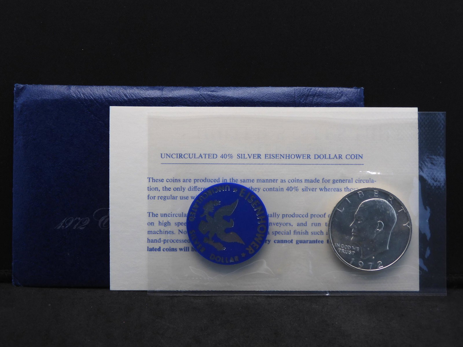 1972-S Eisenhower Silver dollar in government blue (1 of 3)