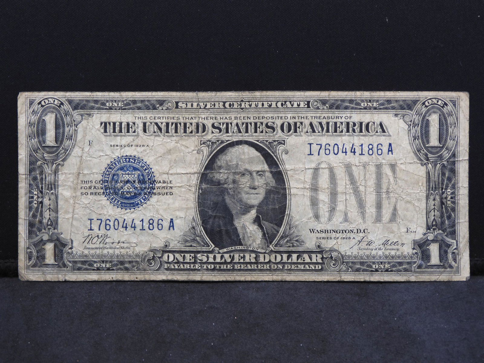 1928-A Blue Seal "Funny back" Silver Certificate. (1 of 3)