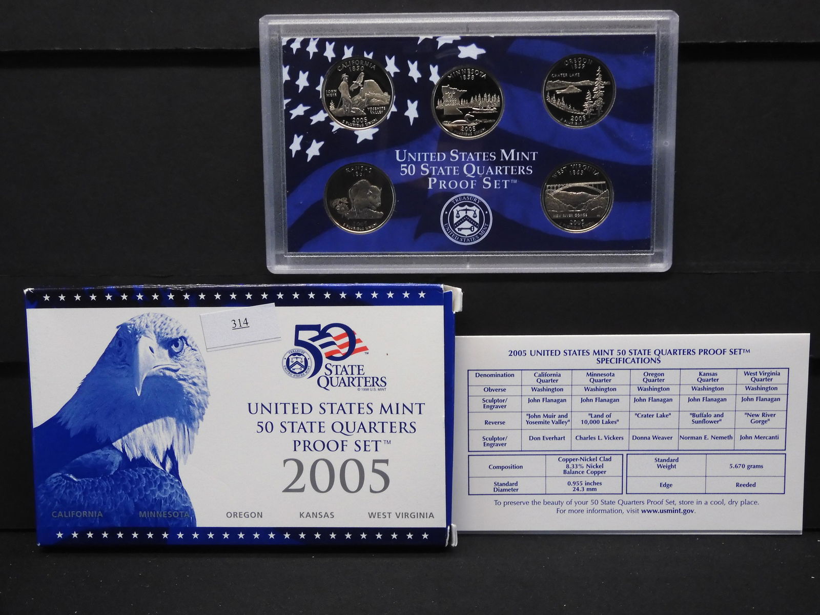 2005 U.S. Proof Statehood 5 Quarter Set OGP (1 of 4)