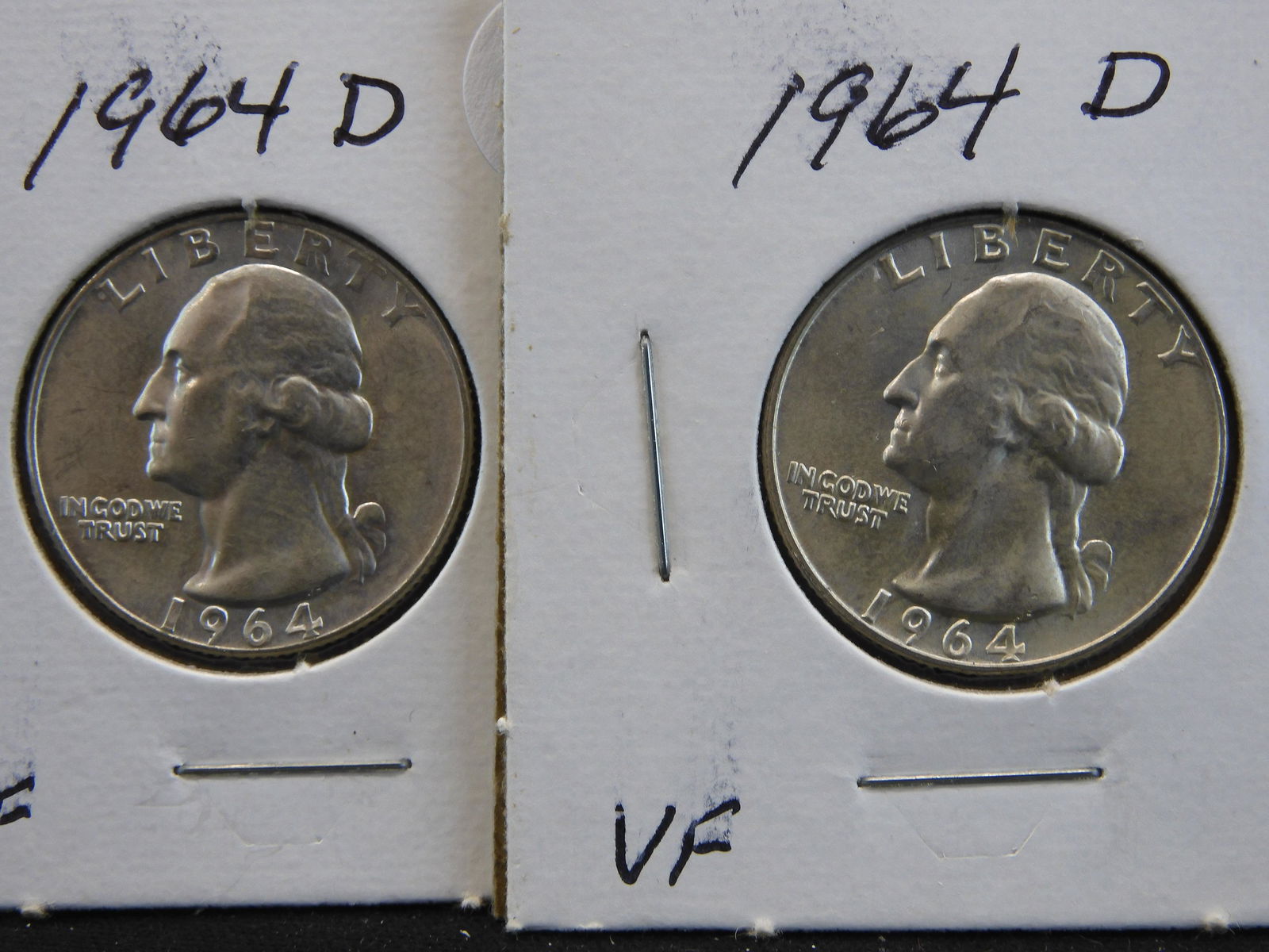2 - 1964-D  90% Silver Washington Quarters (1 of 3)