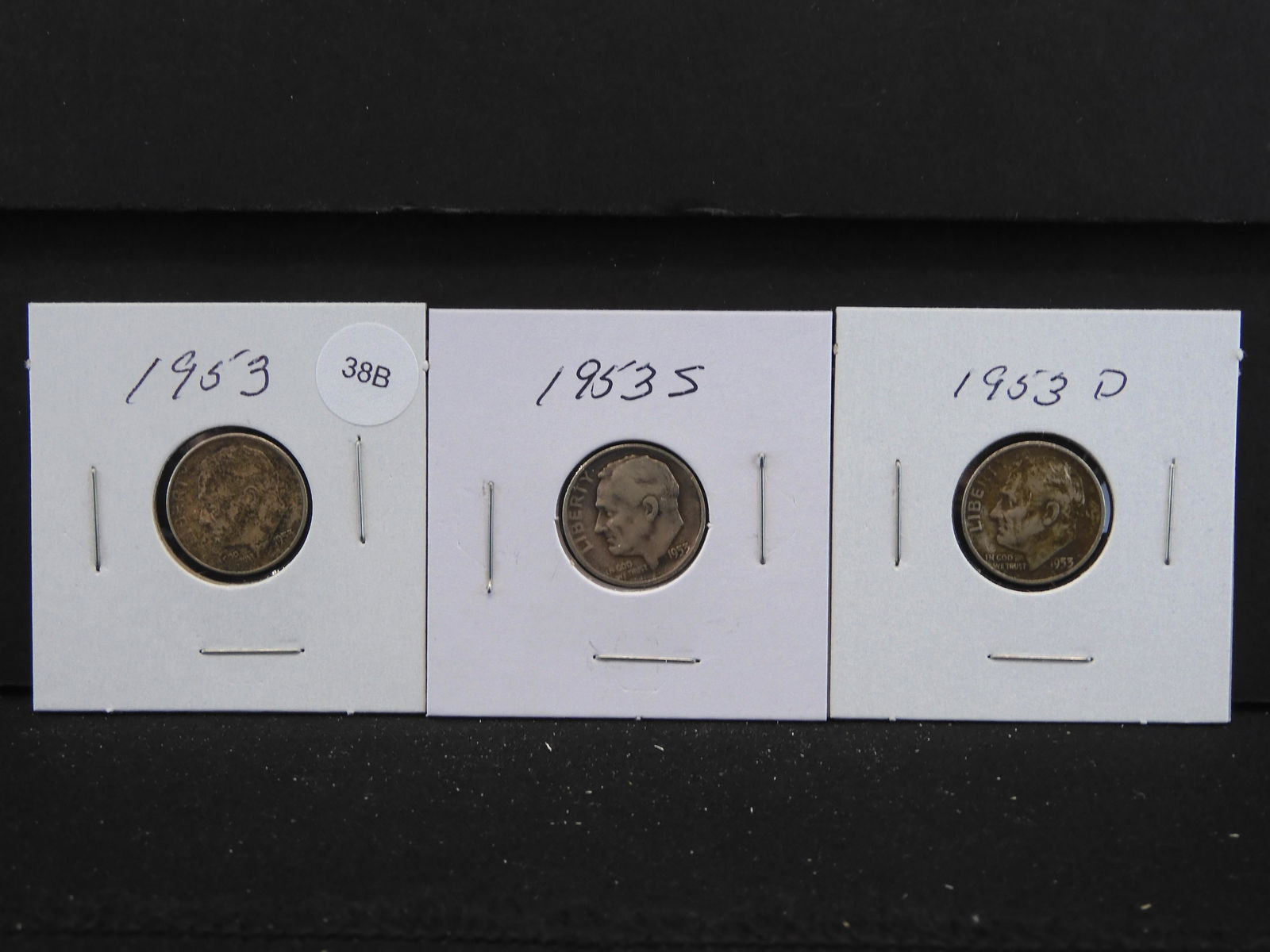 1953 P,D &S 90% Silver Roosevelt Dimes (1 of 3)