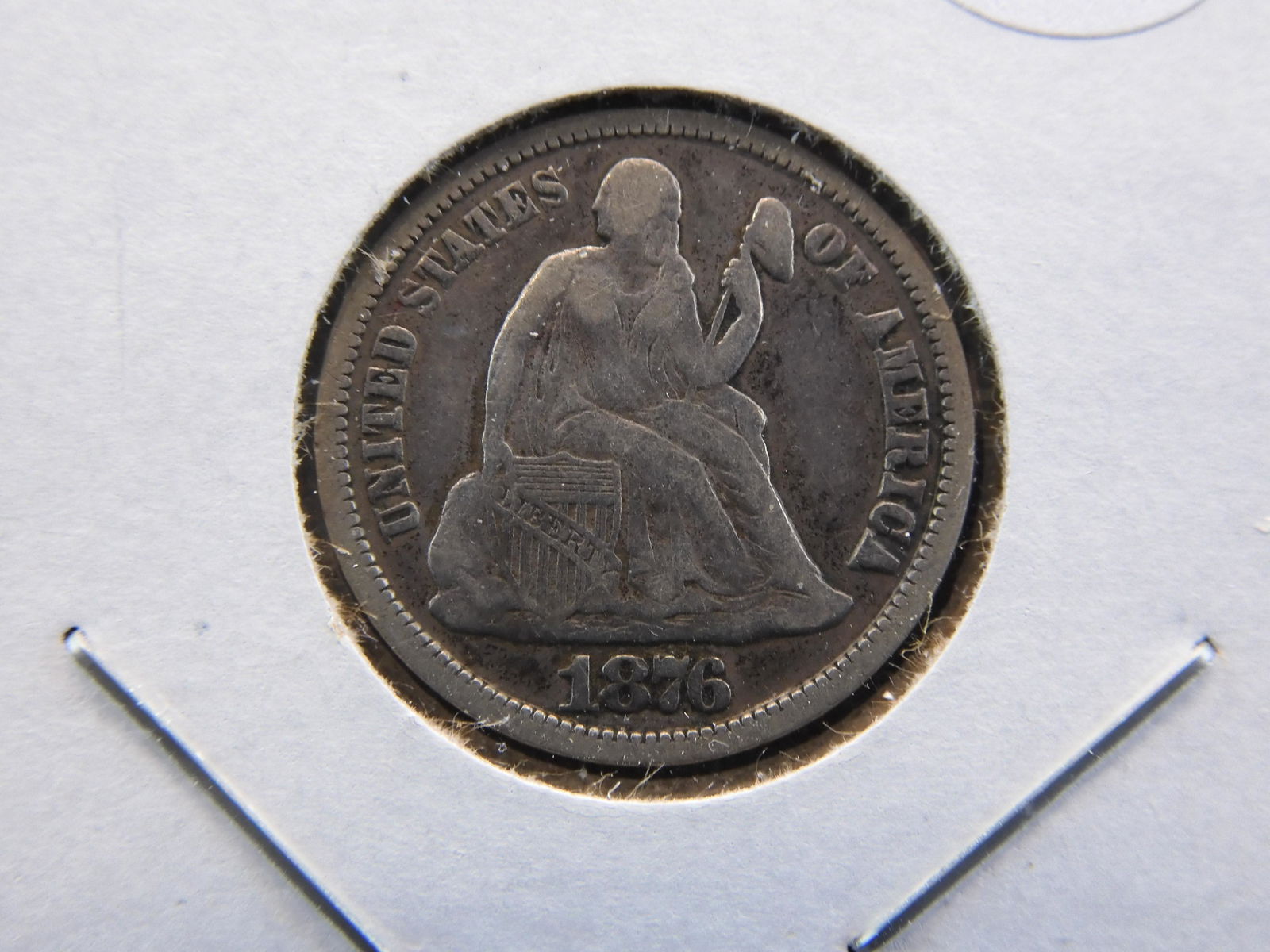 1876-CC Seated Liberty Dime.  Original VF. (1 of 3)