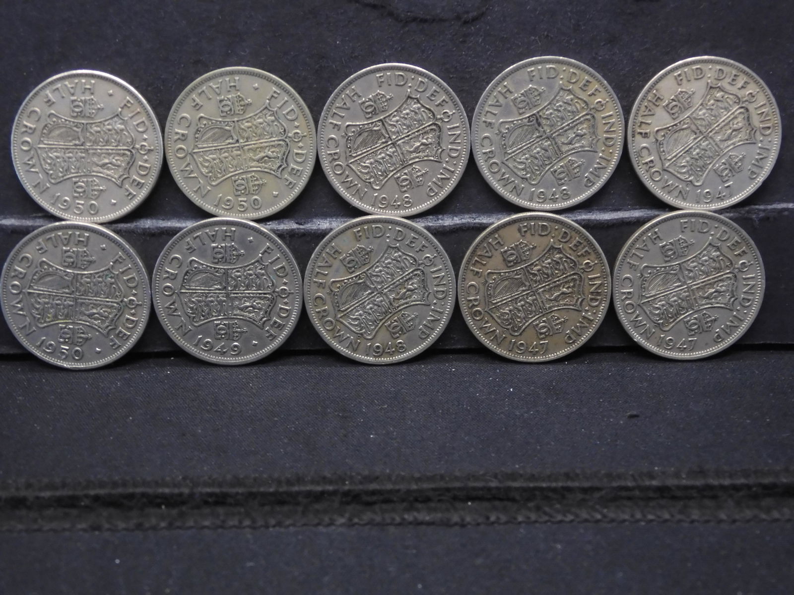 10 Great Britain Half Crown Coins.  OBV: George VI (1 of 4)