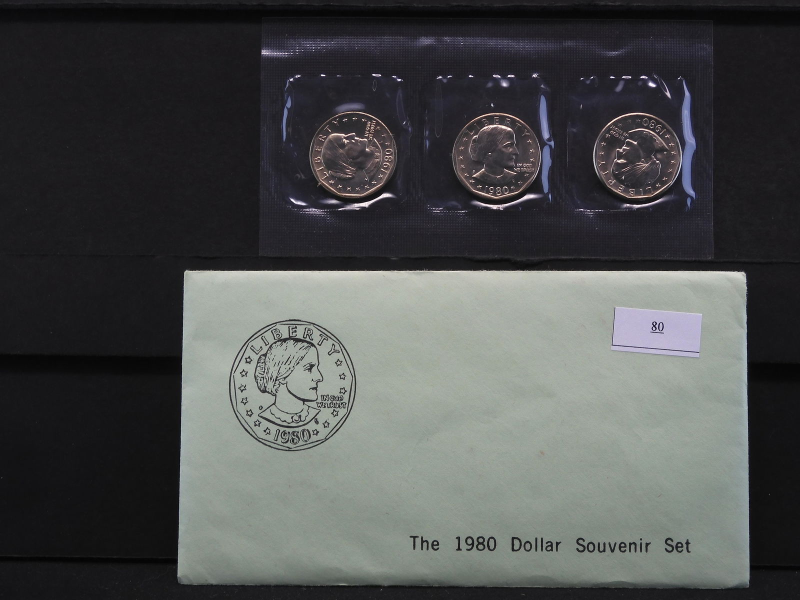 1980 Susan B. Anthony 3 Dollar Souvenir Set OGP P,D,&S (1 of 4)