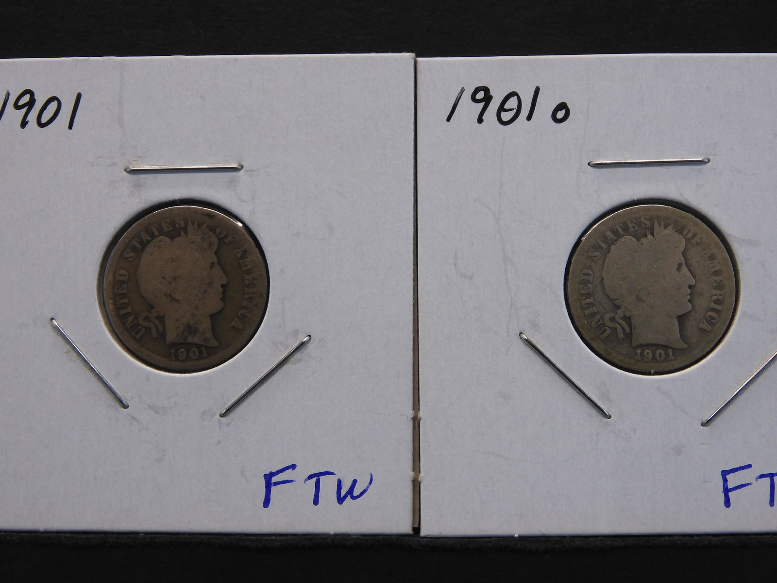 1901 & 1901-O Barber Silver Dimes (1 of 5)