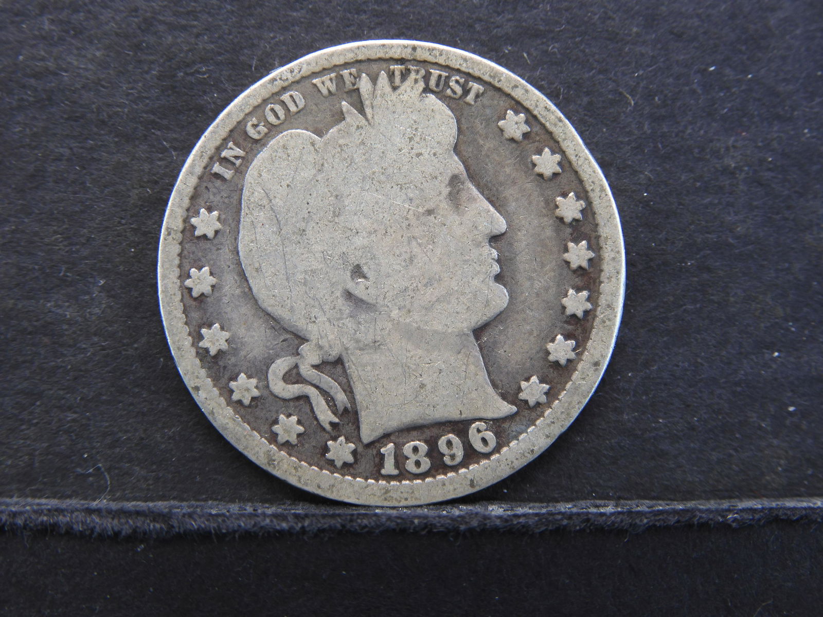 1896 Barber Quarter.  Tough Date w/ Full Rims (1 of 2)
