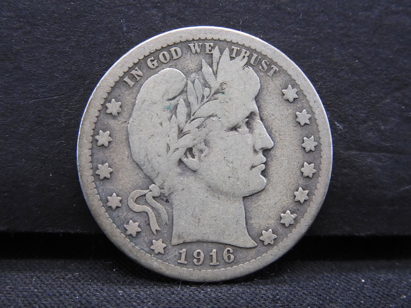 1916-D Barber Quarter.  VG+ (1 of 2)