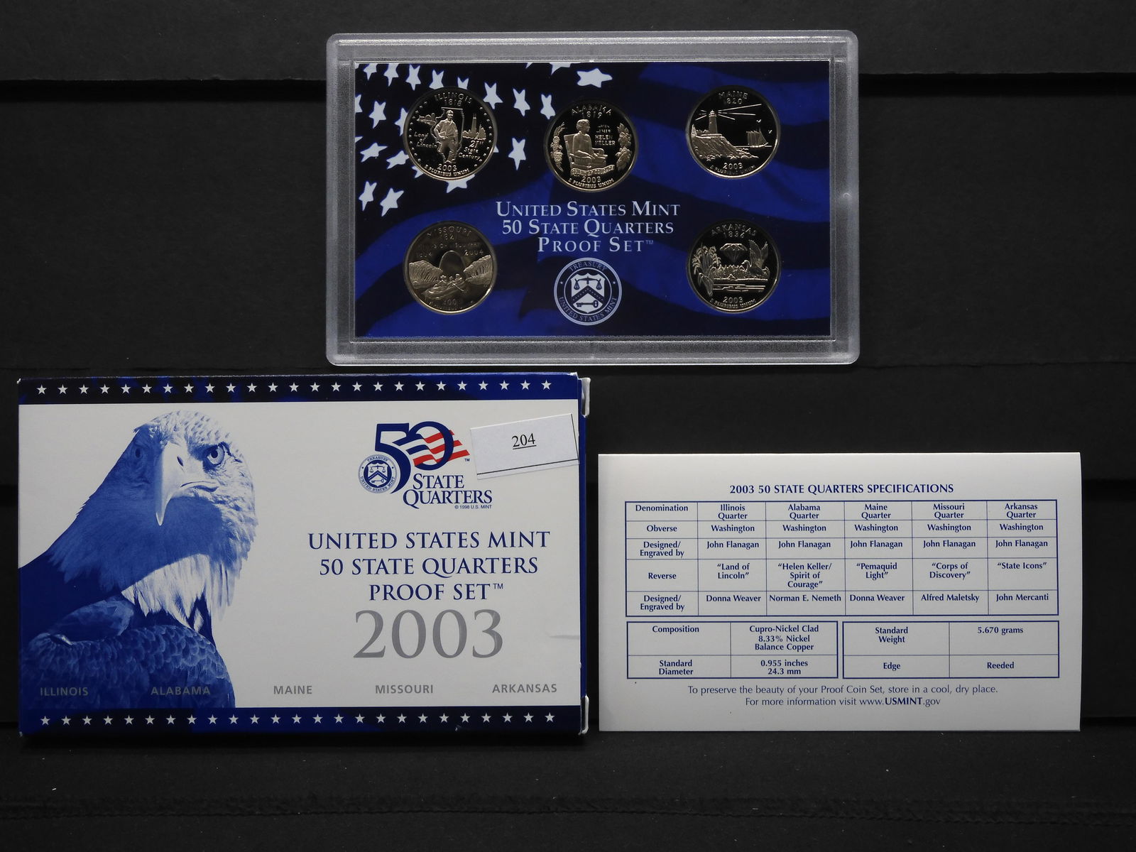 2003-S U.S. Proof Statehood 5 Quarter Set OGP (1 of 4)
