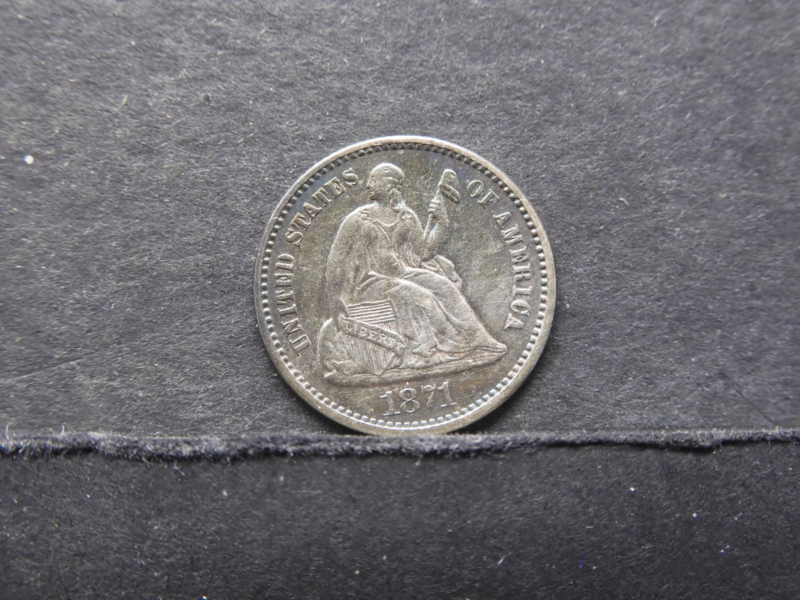 1871 Liberty Seated Half-Dime.  XF/AU w/ Beautiful (1 of 2)