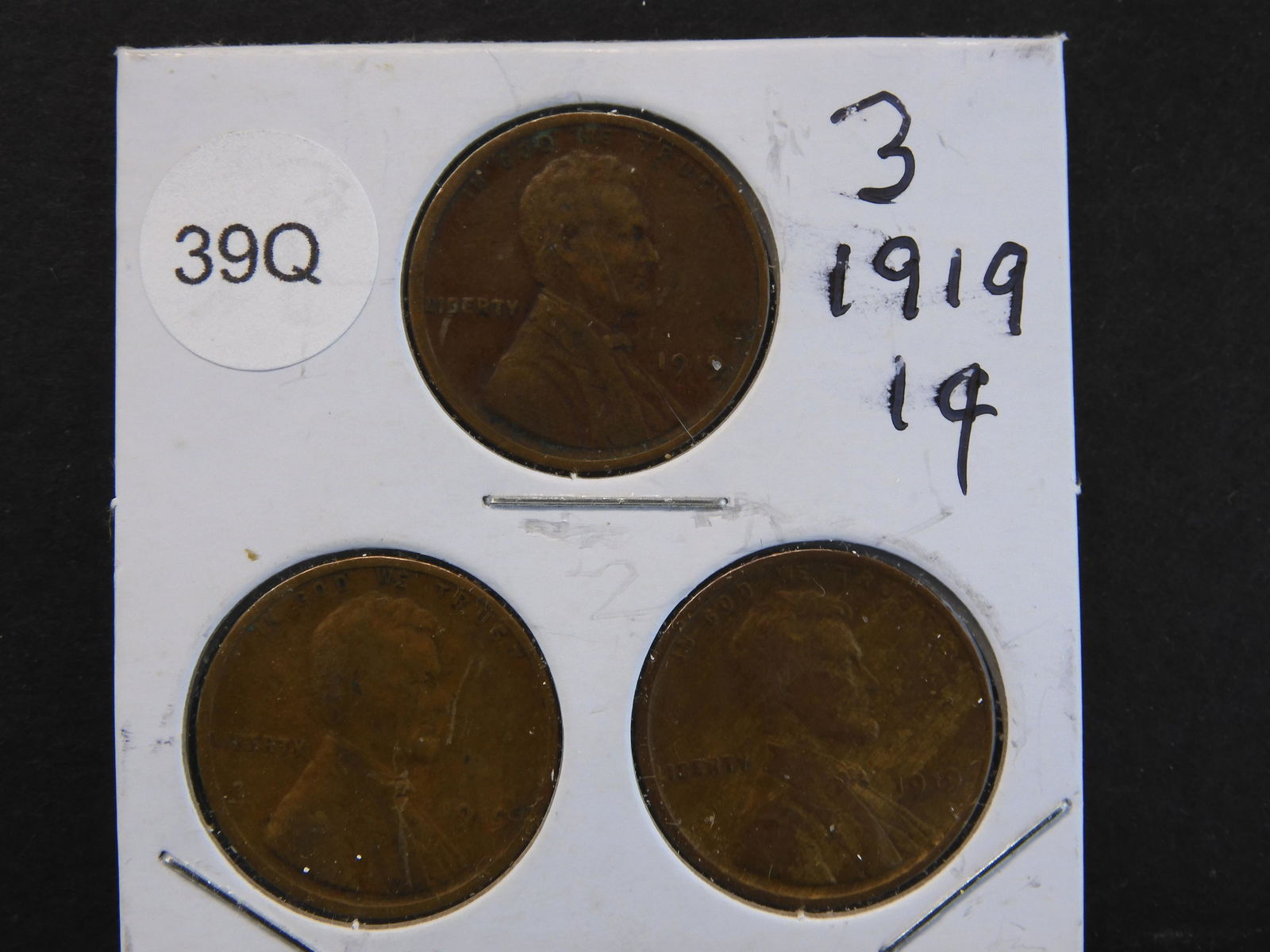 Three 1919 Lincoln Head Wheat Cents (1 of 4)