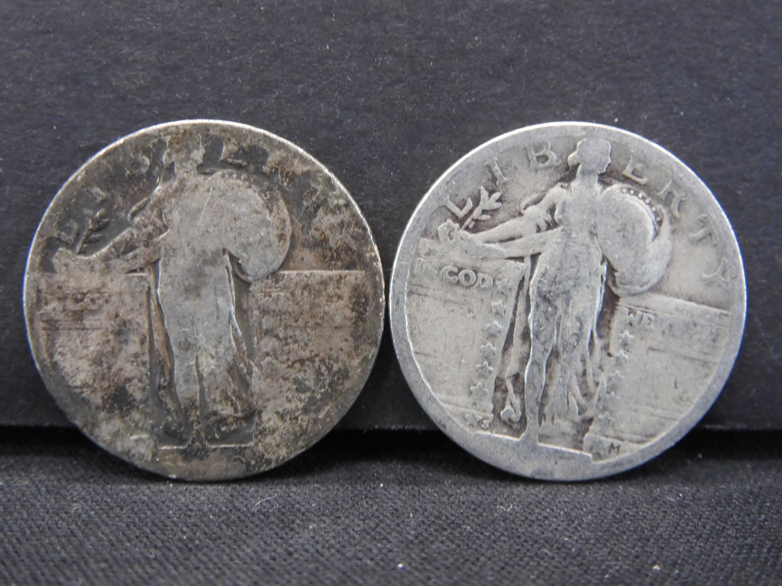 (2) Standing Liberty SILVER Quarters (90%), NO Date (1 of 2)