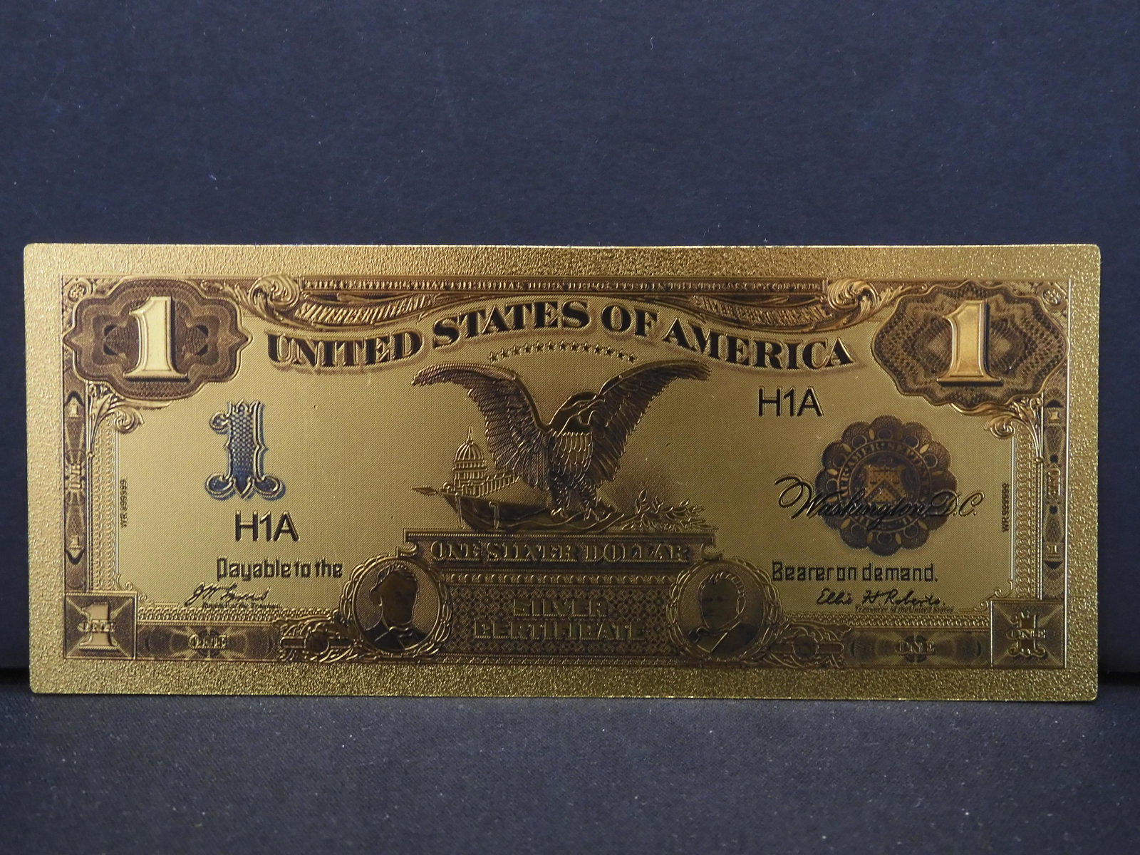 23K GOLD FOIL Black Eagle/SILVER Certificate,: 23K GOLD FOIL Black Eagle/SILVER Certificate, Novelty/NOT Legal TENDER