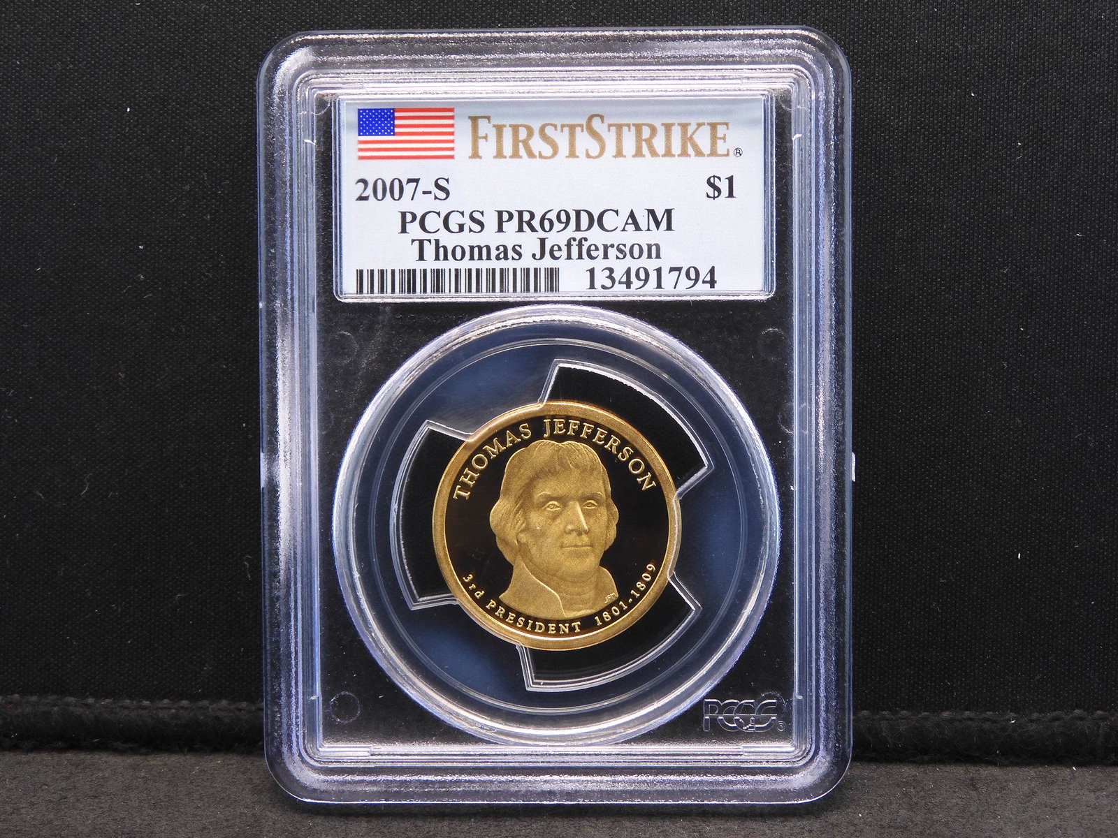 2007-S PCGS PR69 DCAM Thomas Jefferson Presidential: 2007-S PCGS PR69 DCAM Thomas Jefferson Presidential Dollar