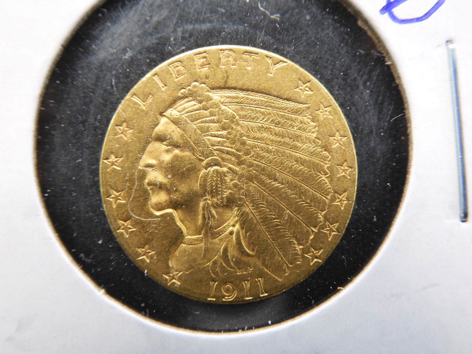 1911 - GOLD 2 1/2 Dollar Indian Head  Quarter Eagle (1 of 3)