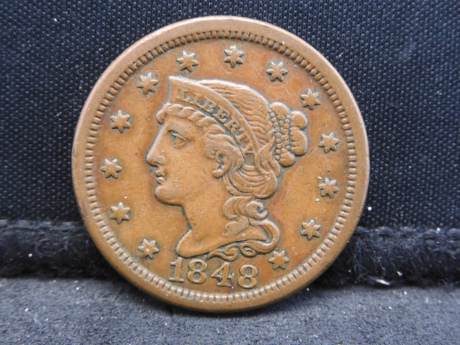 1848 Large Cent.  Original XF, not corroded.  Sweet (1 of 3)