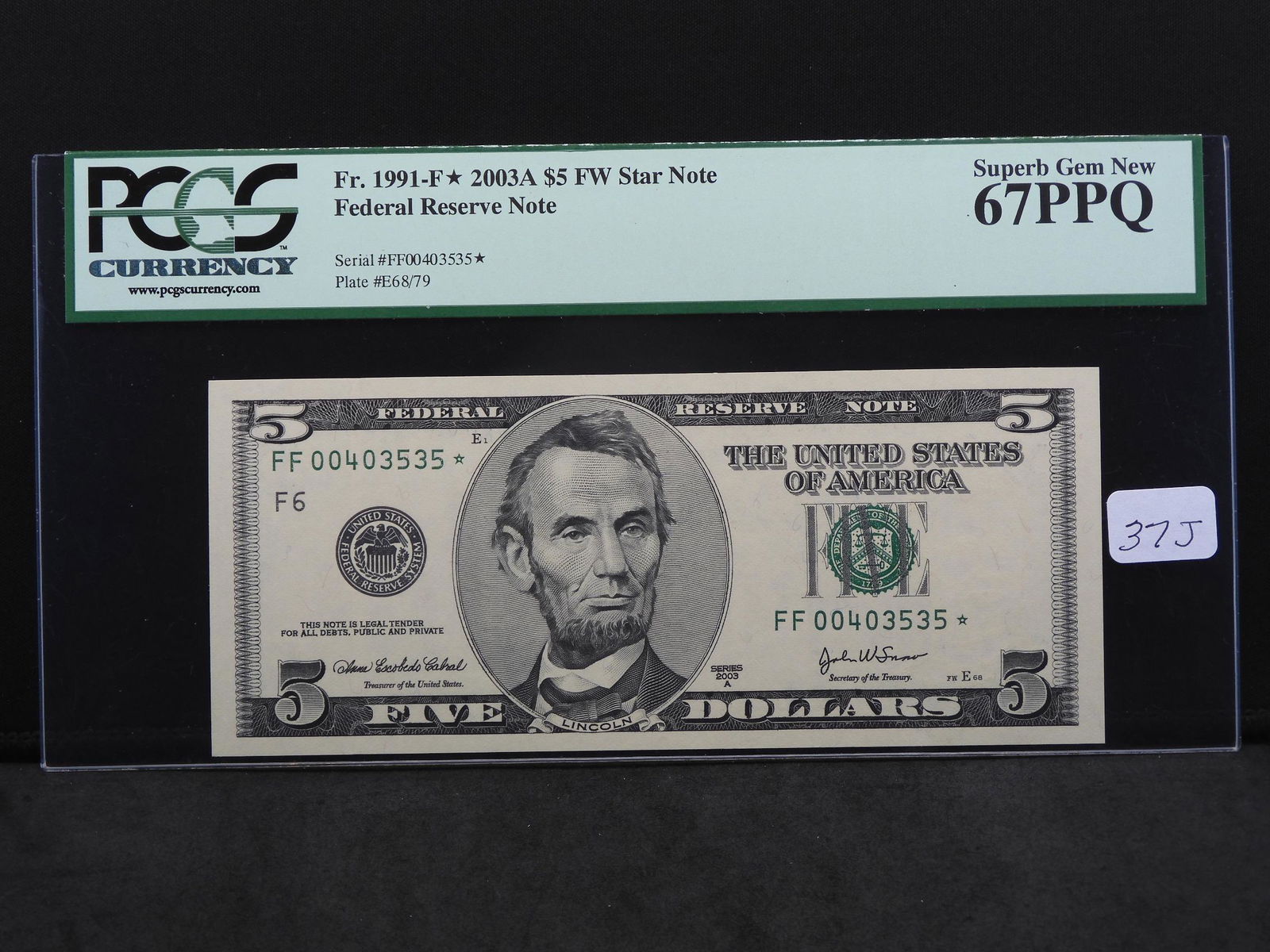 2003A Five Dollar FRN - FW Star Note - PCGS 67 PPQ (1 of 5)
