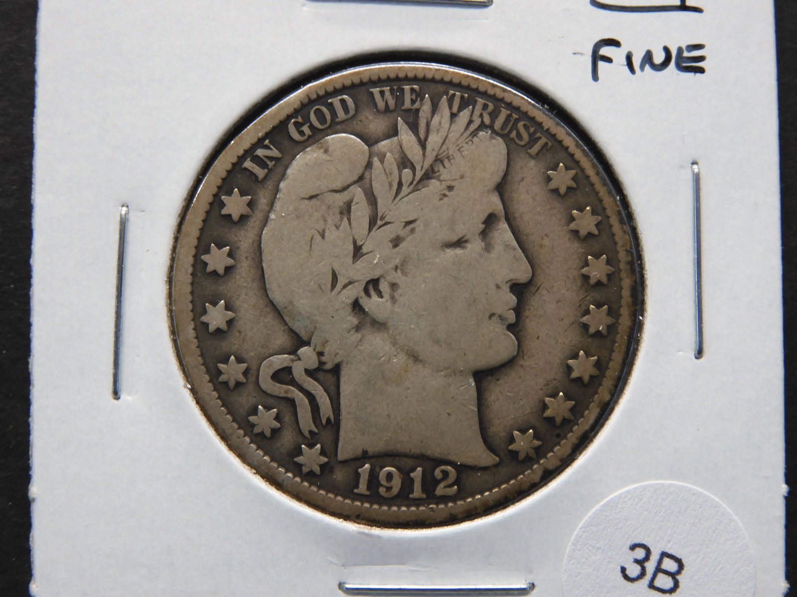 1912-S Barber 50c.  Fine. (1 of 3)