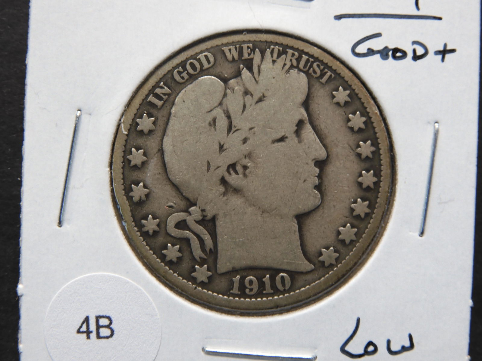 1910 Barber 50c.  Good+.  Low Mintage. (1 of 3)