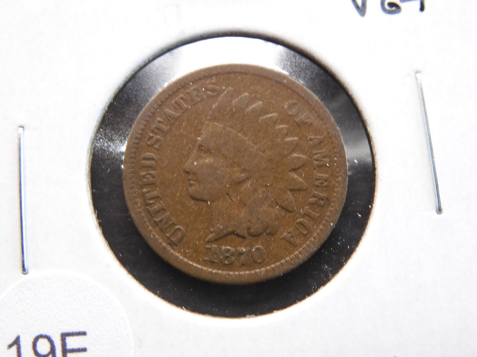 1870 Indian 1c.  VG+.  Key Date. (1 of 4)