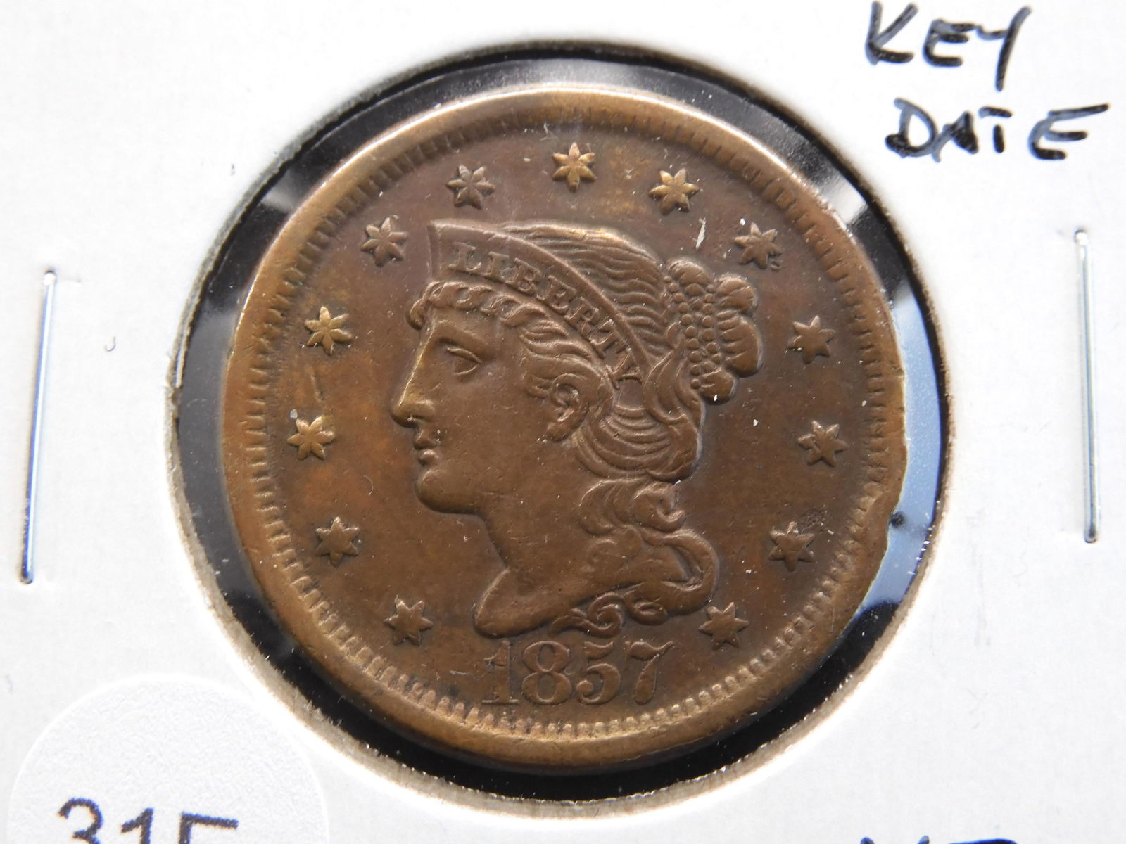 1857 Large 1c.  Key Date.  XF. (1 of 3)